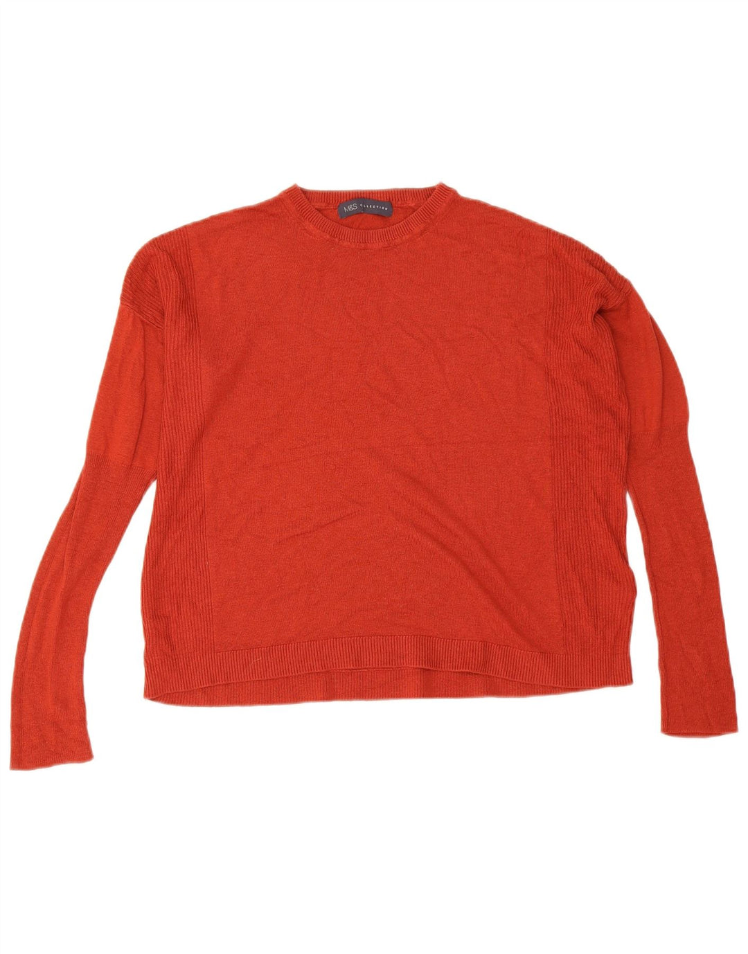 Marks & Spencer Damen Crop Pullover mit Rundhalsausschnitt, UK 12, Mittelrot