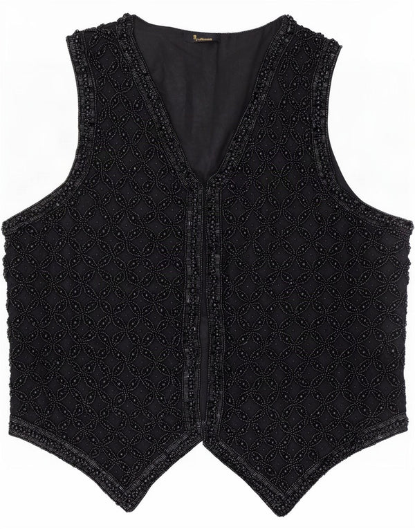 Vintage Damen Weste UK 14 Medium Schwarz