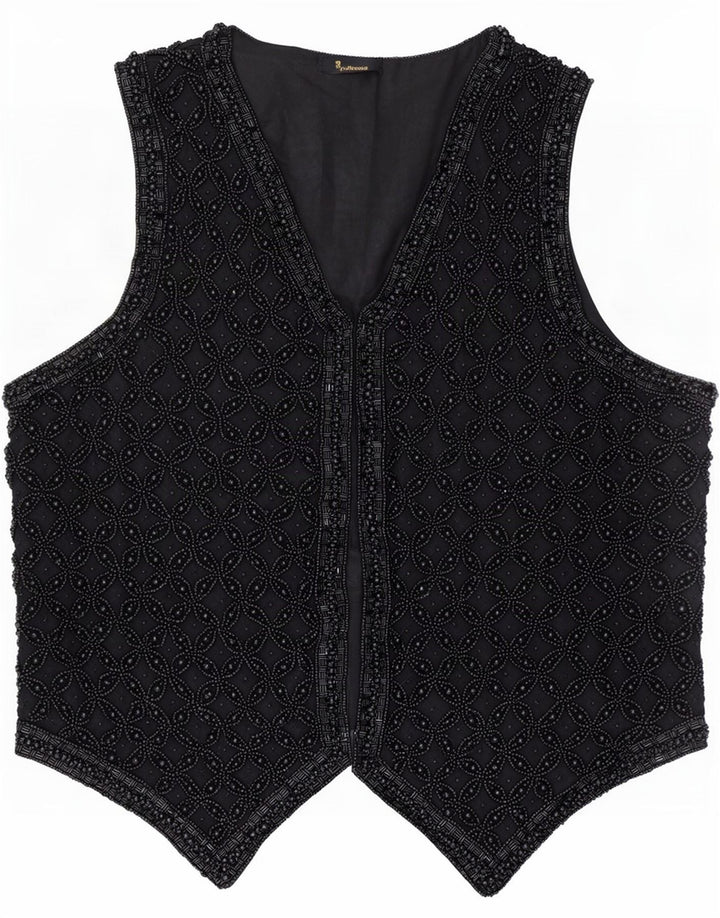Vintage Damen Weste UK 14 Medium Schwarz