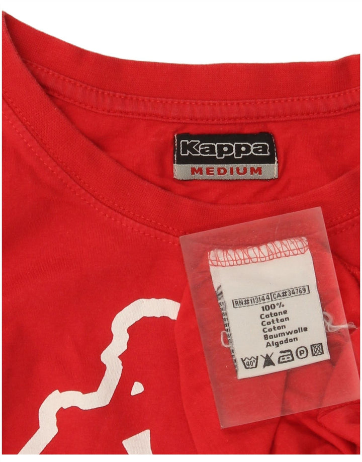 Kappa Herren Grafik-T-Shirt-Oberteil aus mittelroter Baumwolle