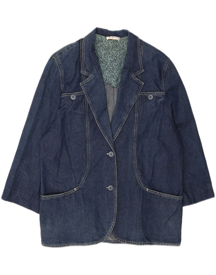 DOLCE VITA Womens 2 Button Denim Blazer Jacket UK 18 XL Blue Vintage Dolce Vita and Second-Hand Dolce Vita from Messina Hembry 
