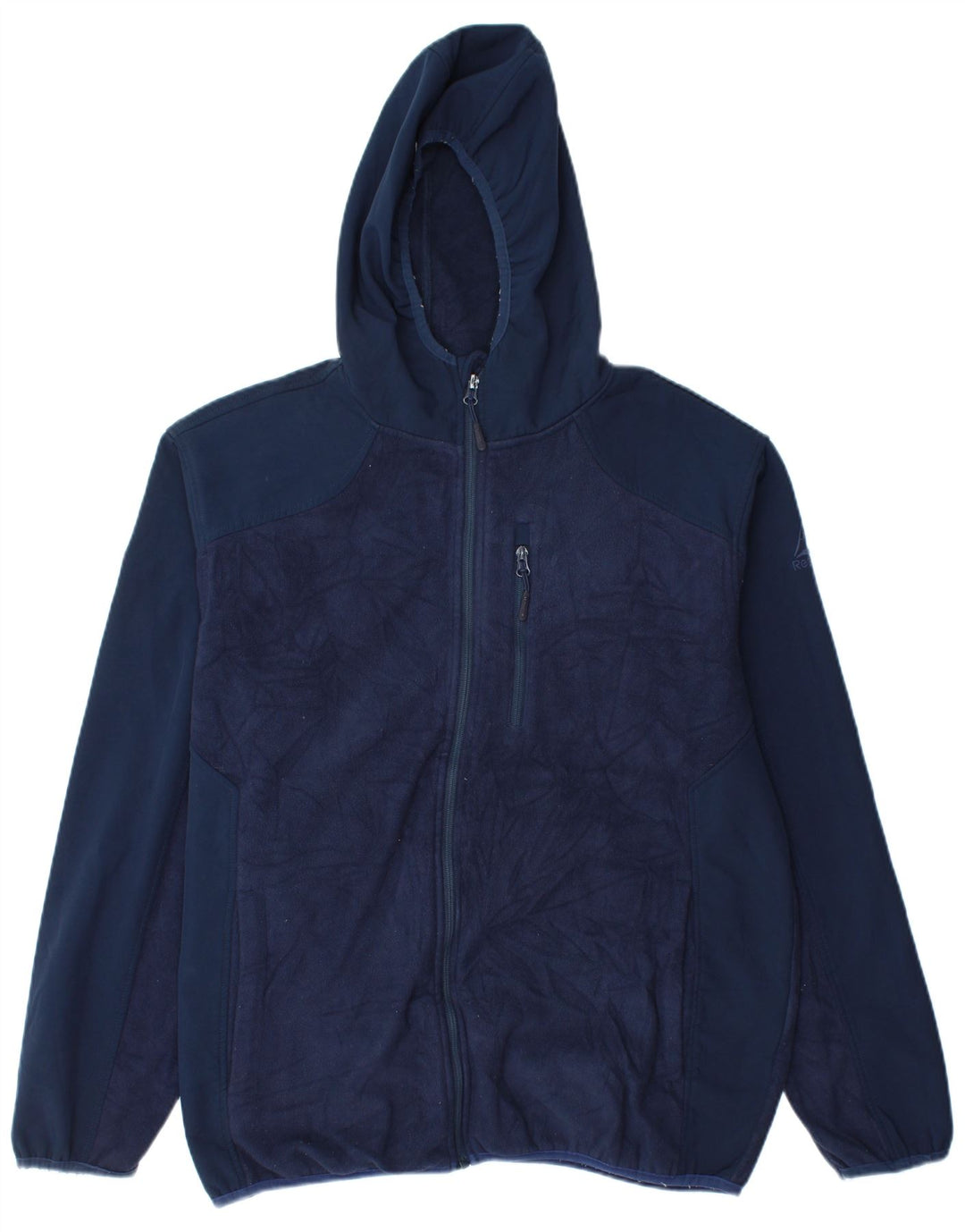 REEBOK Mens Hooded Fleece Jacket UK 42 XL Navy Blue Polyester