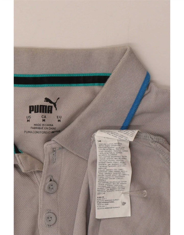 Puma Herren-Poloshirt aus mittelgrauer, gestreifter Baumwolle
