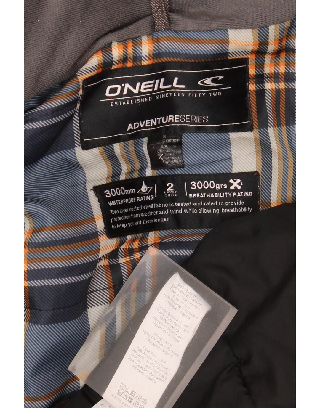 O'Neill Herren-Windbreakerjacke mit Kapuze, UK 36, Größe S, grau, Polyester