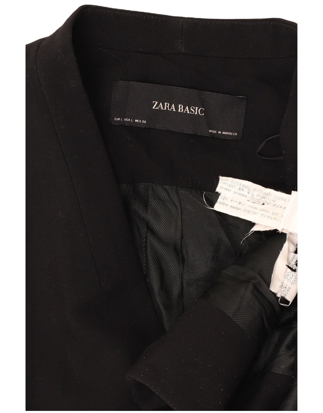 Zara Damen Blazer Jacke UK 16 Large Schwarz Polyester