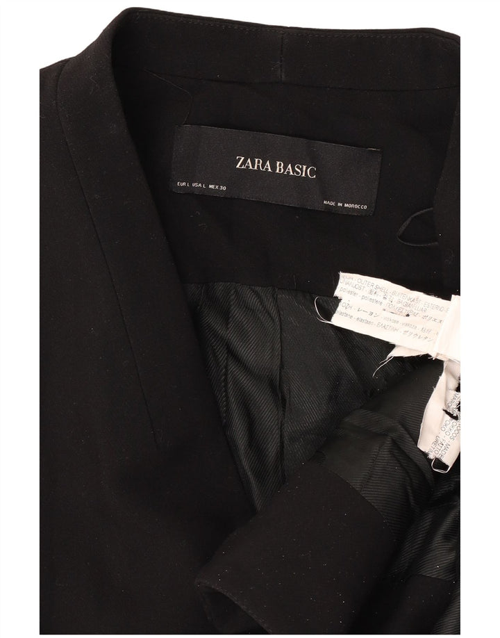 Zara Damen Blazer Jacke UK 16 Large Schwarz Polyester