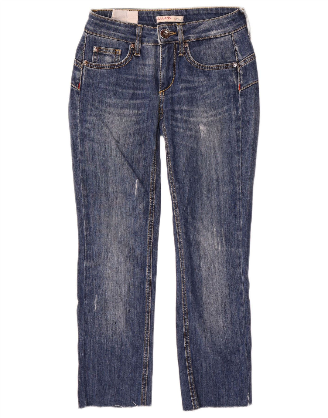 Liu Jo Damen Distressed-Cropped-Jeans W24 L24 Blau
