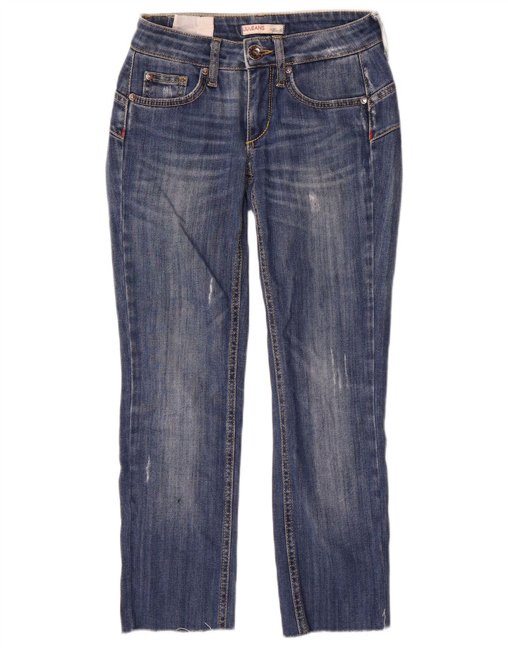 Liu Jo Damen Distressed-Cropped-Jeans W24 L24 Blau