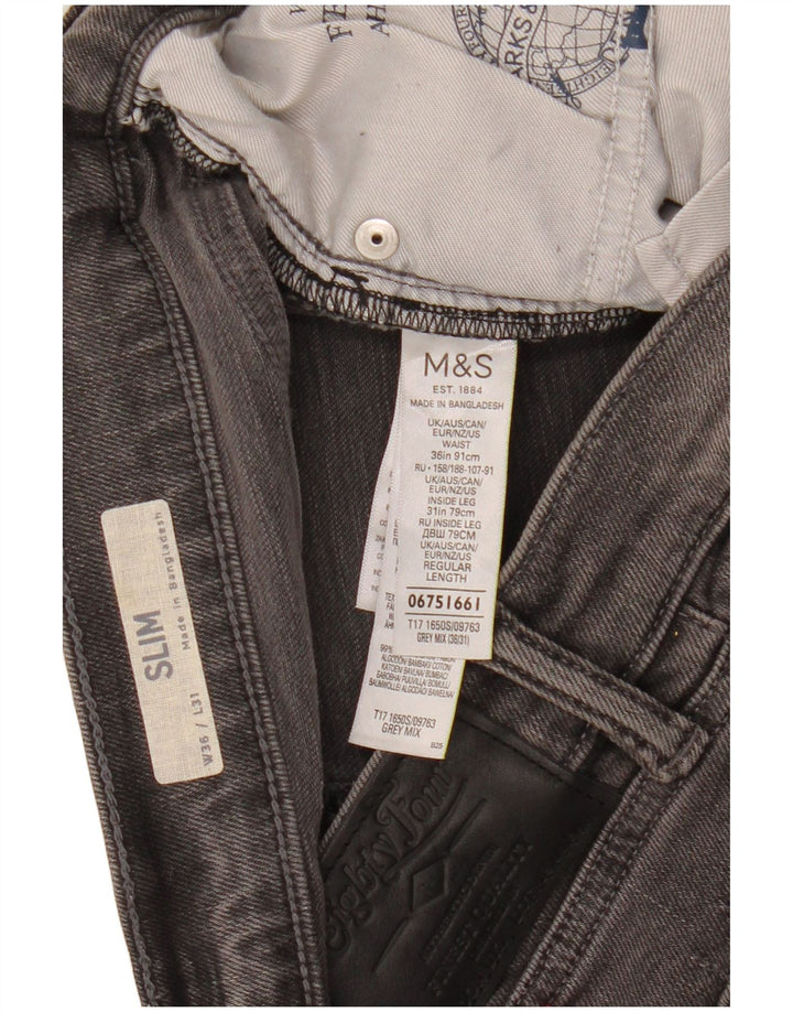Marks & Spencer Herren Slim Jeans W36 L31 Graue Baumwolle