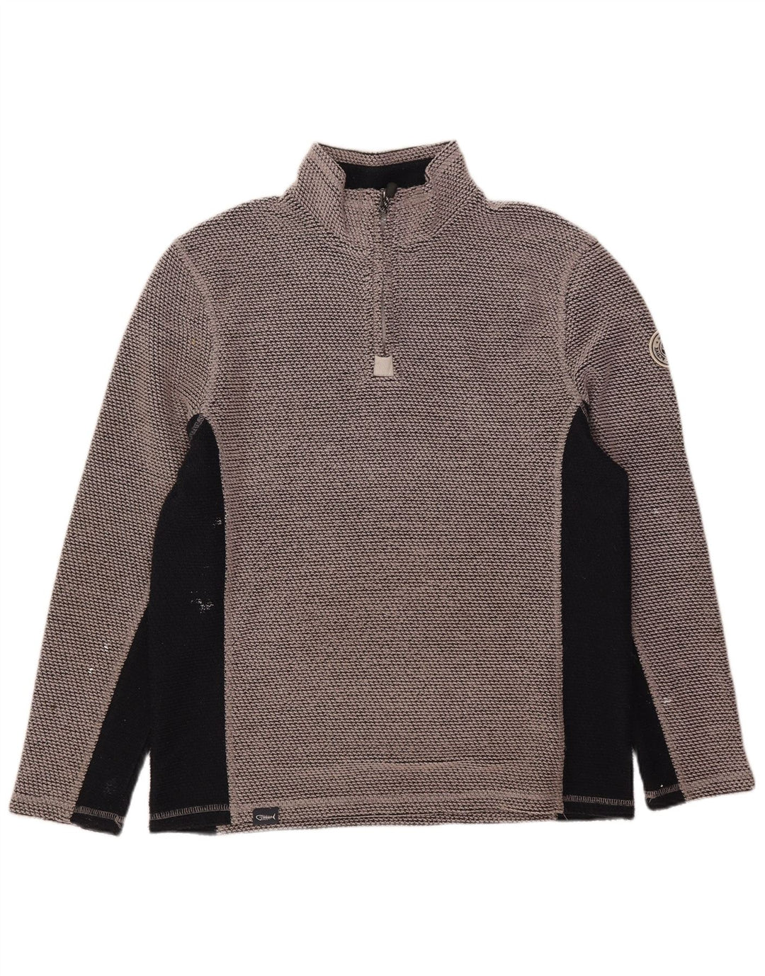 Weird Fish Herren-Sweatshirt mit grafischem Reißverschluss, mittelgrau, Farbblock