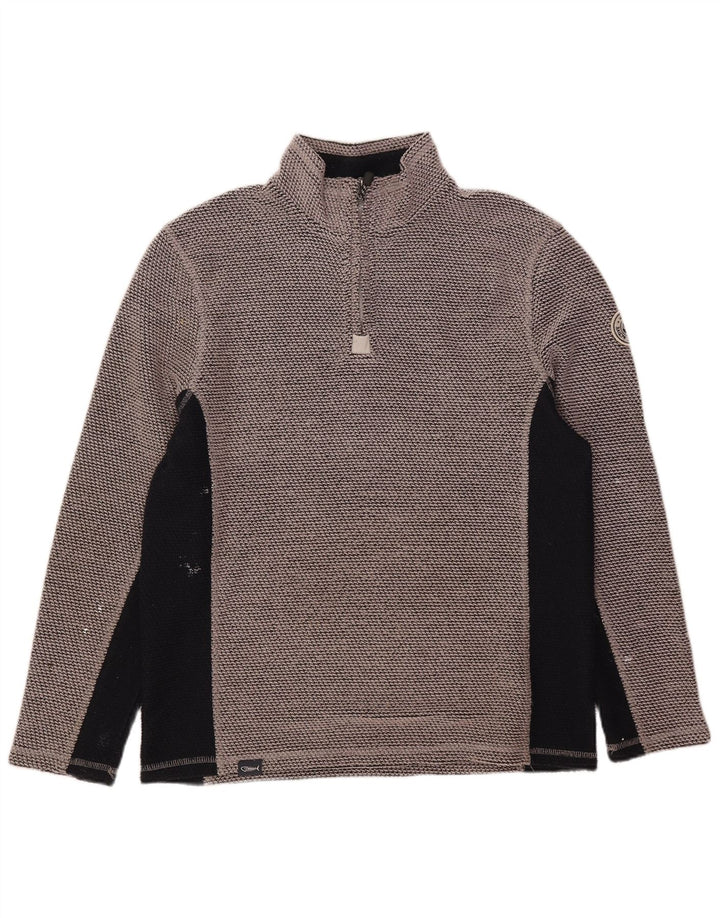 Weird Fish Herren-Sweatshirt mit grafischem Reißverschluss, mittelgrau, Farbblock