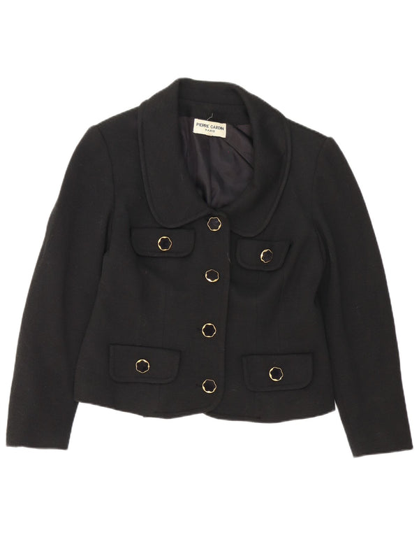 Pierre Cardin Womens 4 Button Blazer Jacket IT 46 Large Black Wool