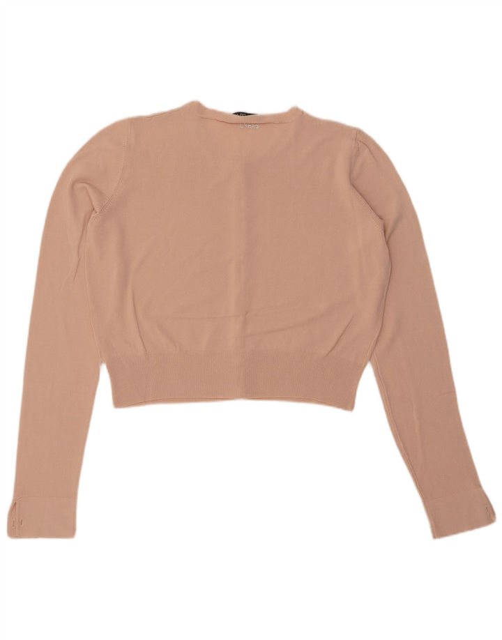 LIU JO Damen Crop Cardigan Pullover UK 14 Medium Beige