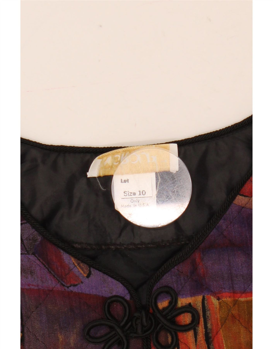 VINTAGE Damen Crop Blazer Jacke US 10 Groß Mehrfarbig Geometrisch