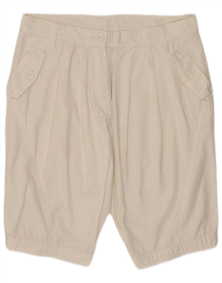 Benetton Damen Pegged Chino Shorts W30 Mittelweiße Baumwolle