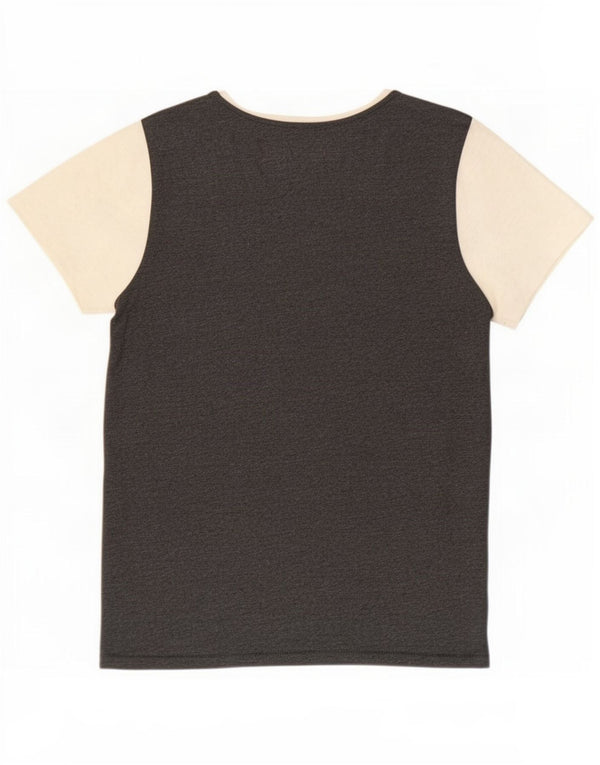 Armani Jeans Damen Slim T-Shirt Top UK 12 Mittelgrau Farbblock