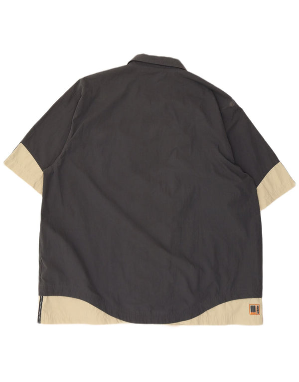 Adidas Herren Kurzarmshirt 2XL Marineblau Colourblock Polyester