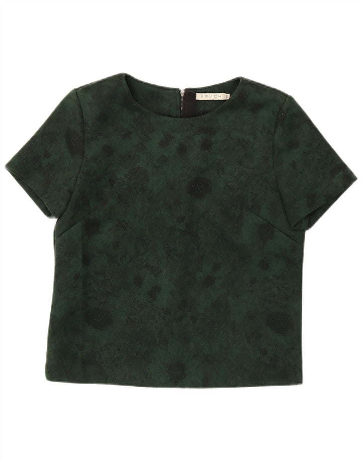FRNCH Crop-Blusenoberteil für Damen, UK-Größe 46, Größe S, Grün, Blumenmuster, Polyester