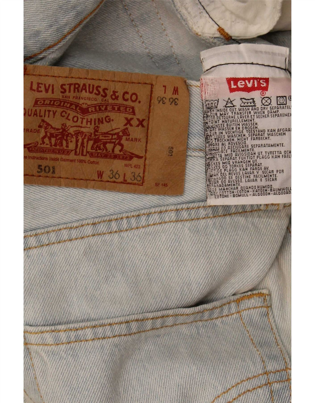 Levi's Herren 501 Straight Jeans W36 L32 Blaue Baumwolle