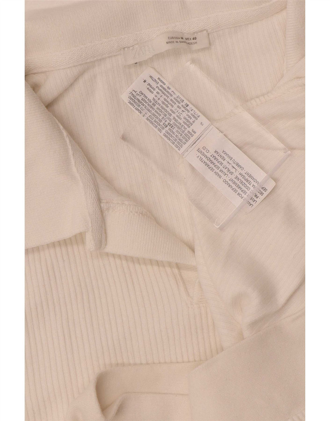 Zara Herren-Poloshirt, mittelweiß, gestreift, Baumwolle