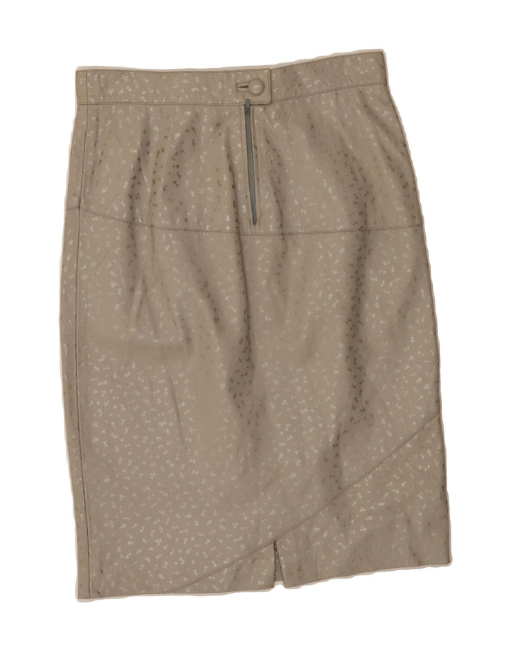 VINTAGE Womens Leather Skirt W28 Medium Beige Spotted Vintage Vintage and Second-Hand Vintage from Messina Hembry 