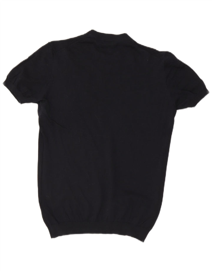 Massimo Dutti Herren-T-Shirt-Oberteil, mittelmarineblaue Baumwolle