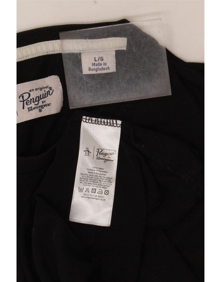 PINGUIN Herren T-Shirt Top Large Schwarz Baumwolle