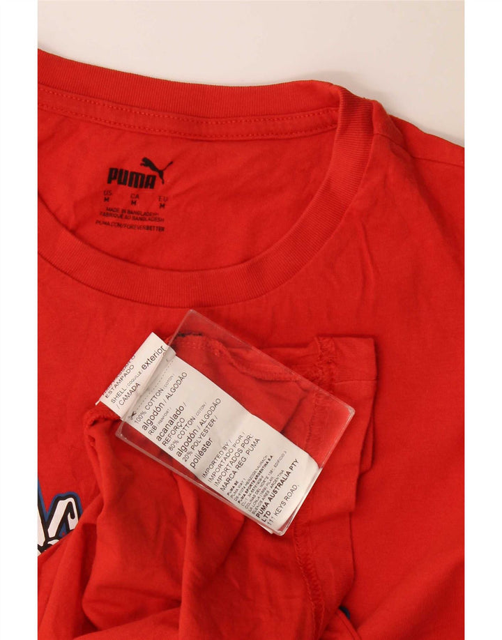 Puma Herren Grafik-T-Shirt-Oberteil aus mittelroter Baumwolle