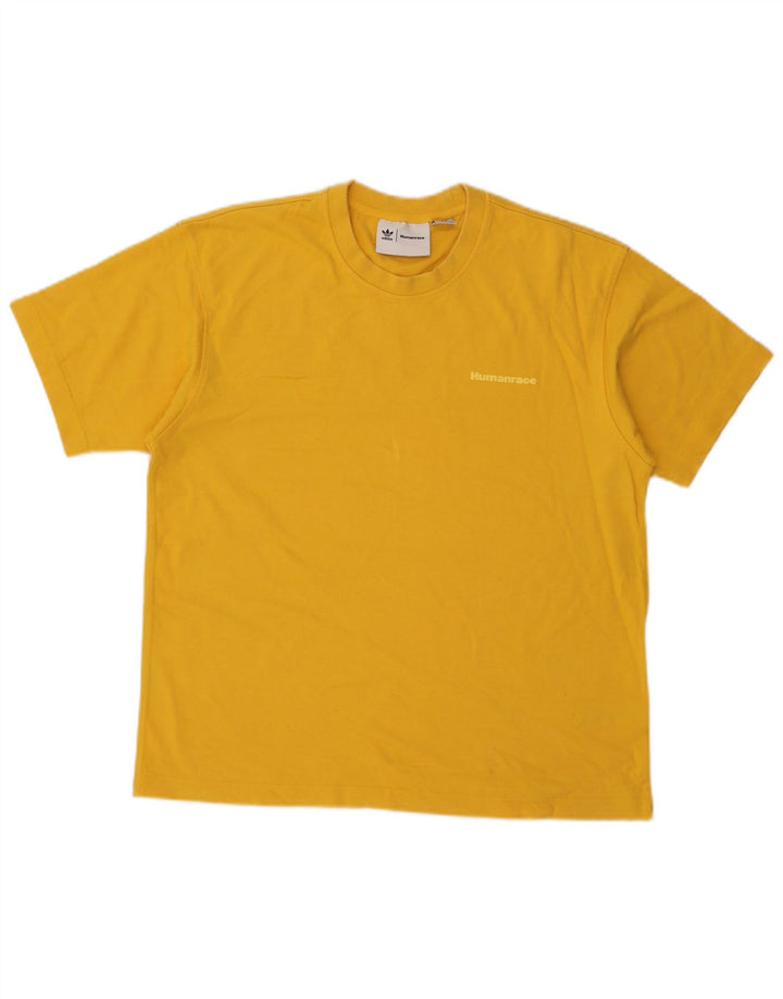 Adidas Herren Humanrace T-Shirt Top mittelgelbe Baumwolle