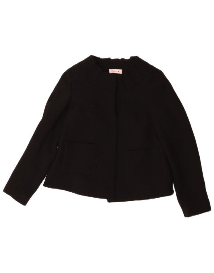 Vintage Damen Blazer Jacke IT 40 Kleine schwarze Wolle
