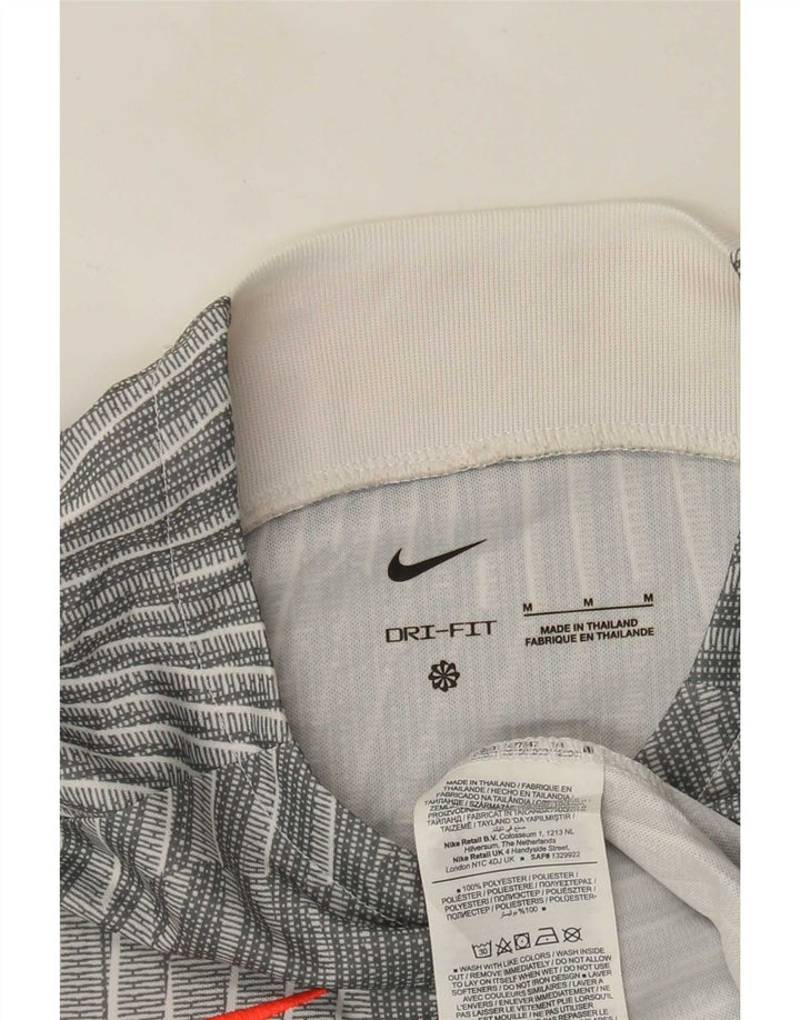 Nike Herren-T-Shirt-Oberteil aus mittelgrau gestreiftem Polyester