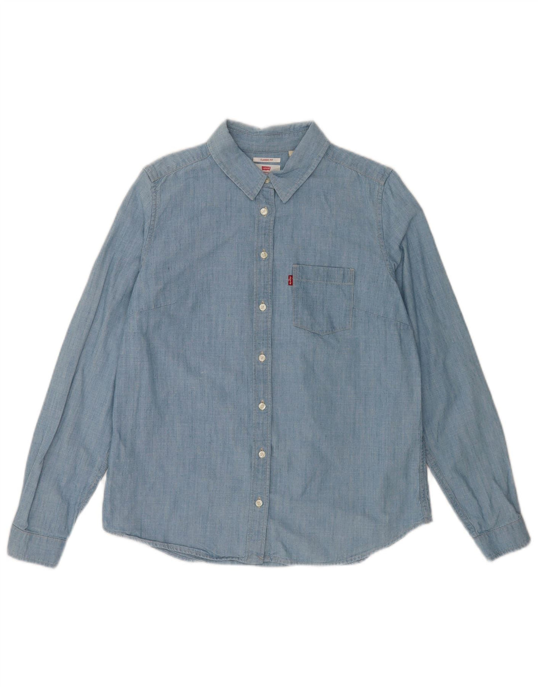 Levi's Damen-Hemd mit klassischer Passform, UK 14, mittelblaue Baumwolle