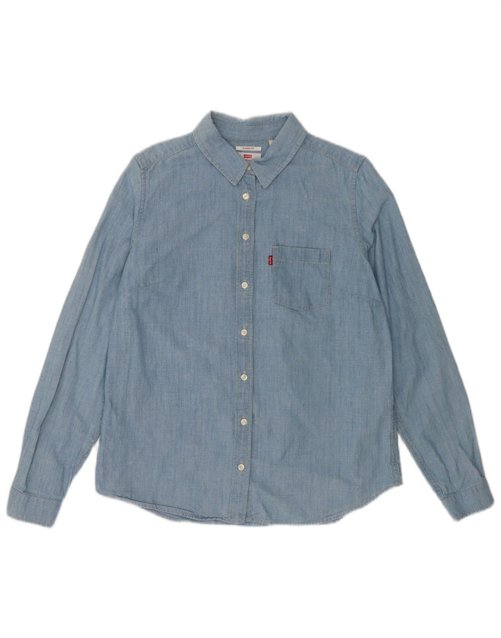 Levi's Damen-Hemd mit klassischer Passform, UK 14, mittelblaue Baumwolle