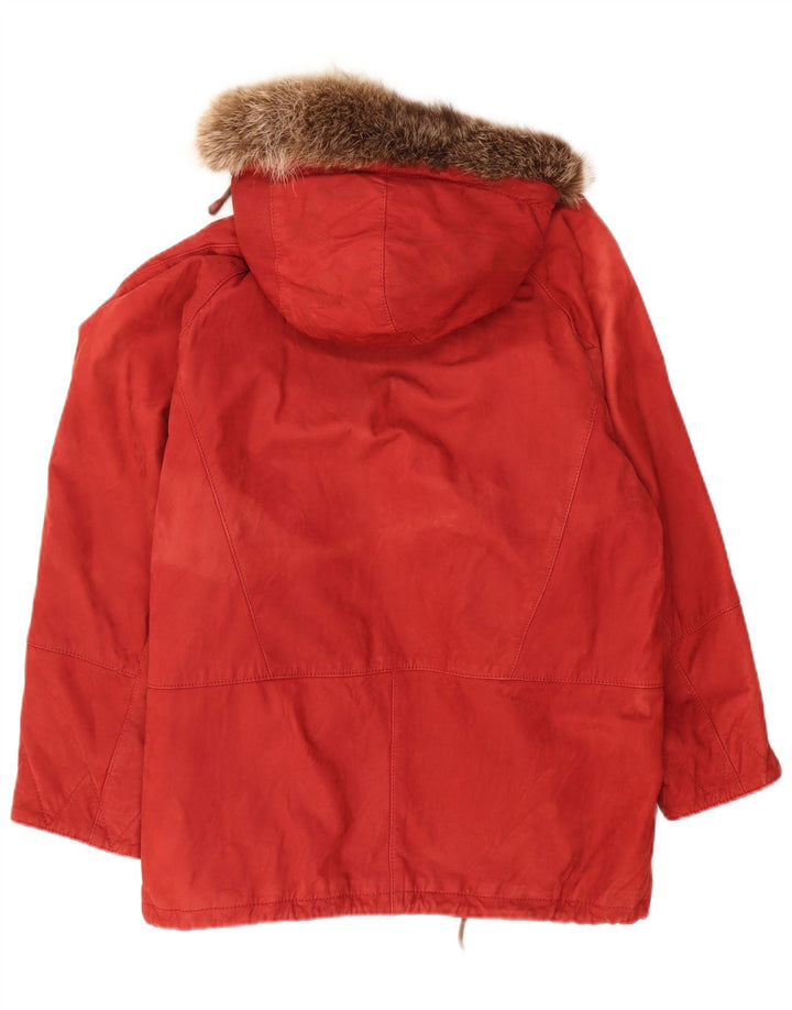 VINTAGE Womens Oversized Hooded Windbreaker Jacket IT 42 Medium Red