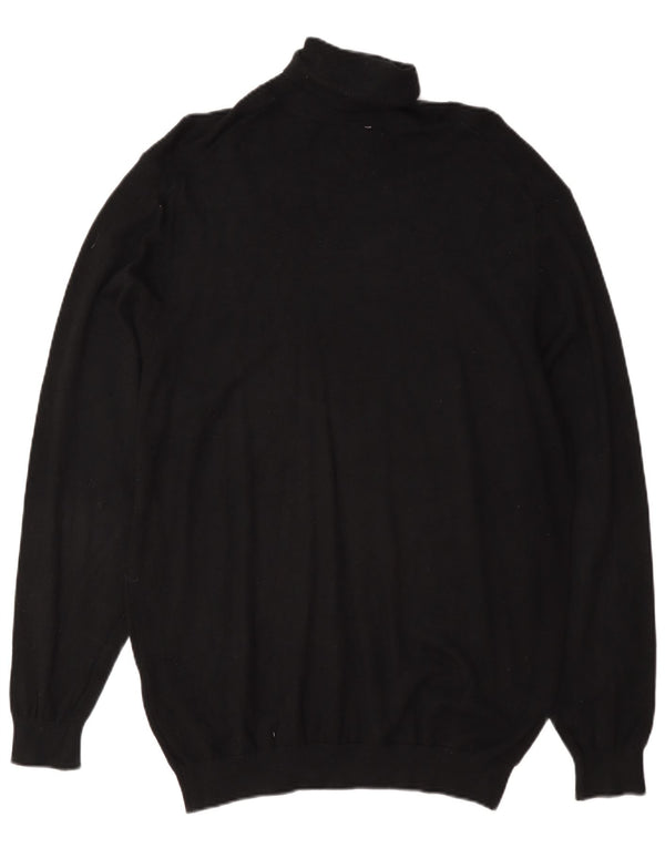Zara Herren-Pullover mit Rollkragen, groß, schwarze Viskose