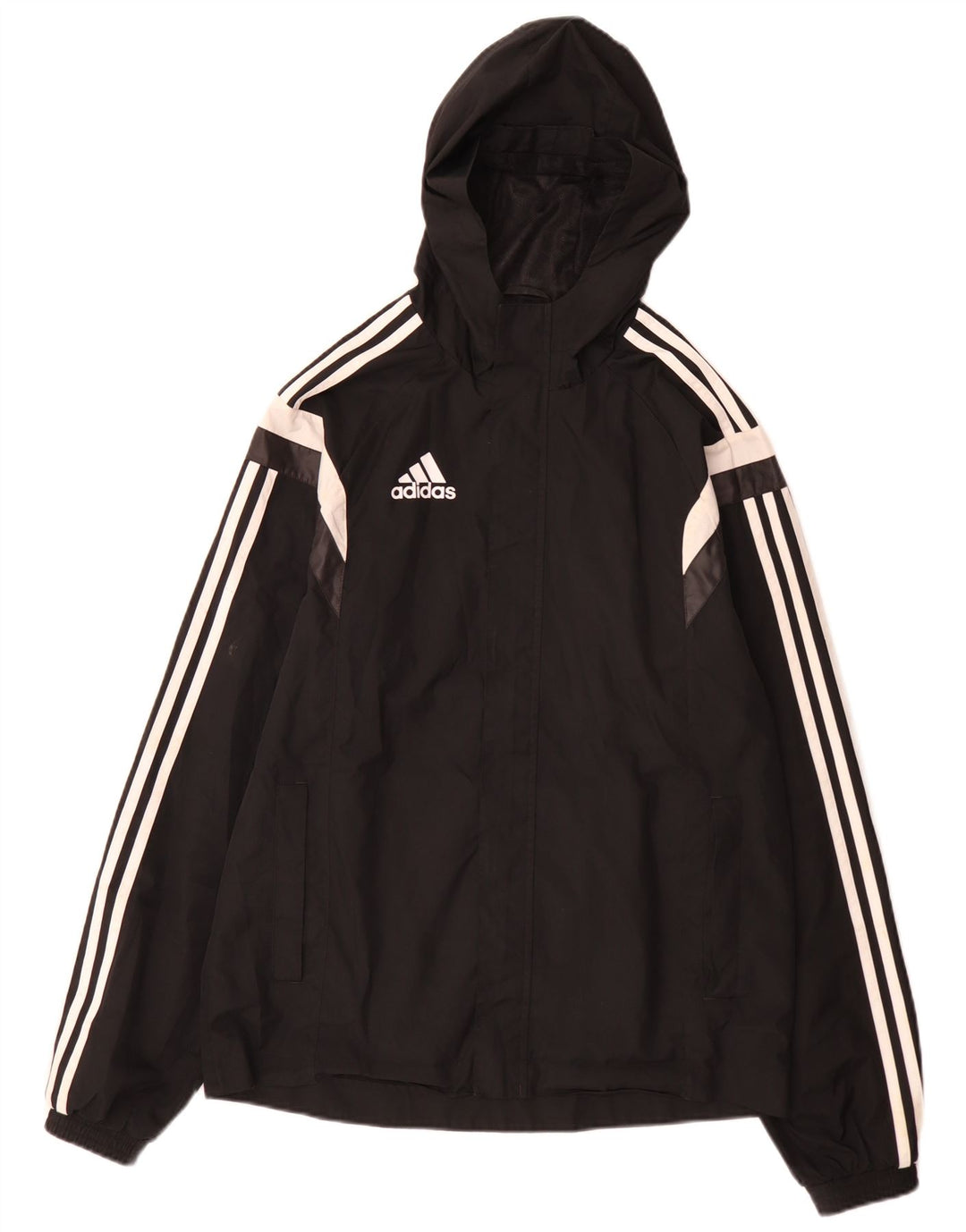 Adidas Herren-Regenjacke mit Kapuze, UK 36, Größe S, Schwarz, Colourblock-Polyester