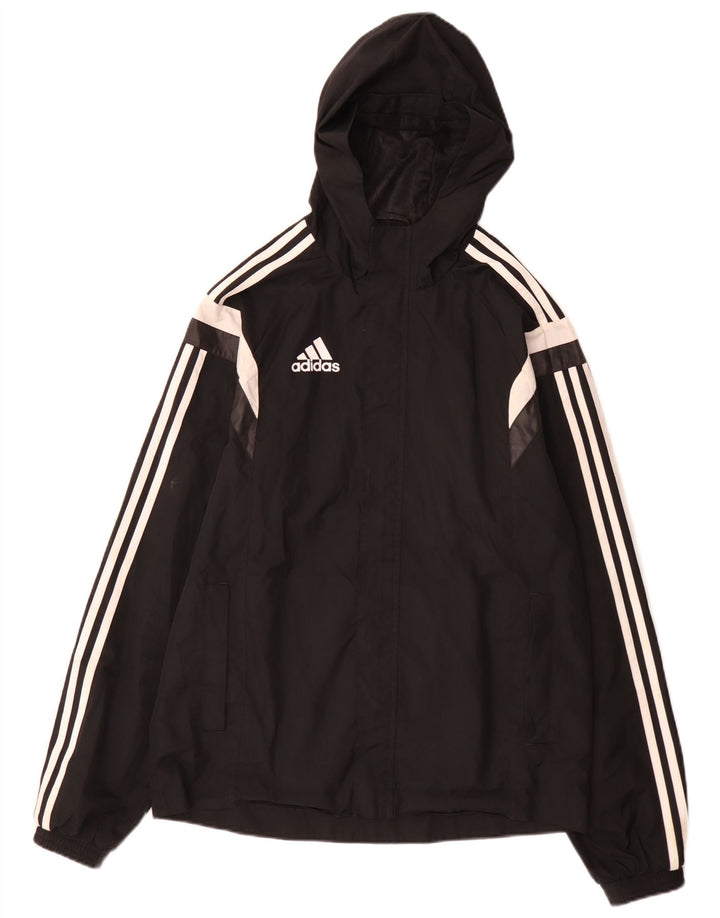 Adidas Herren-Regenjacke mit Kapuze, UK 36, Größe S, Schwarz, Colourblock-Polyester