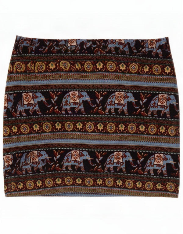 Louche Damen Minirock UK 10 Small W28 Schwarzer Animal-Print Polyester