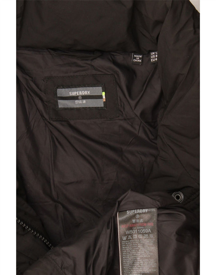 Superdry Damen Wattierte Jacke UK 12 Mittelschwarzes Polyester
