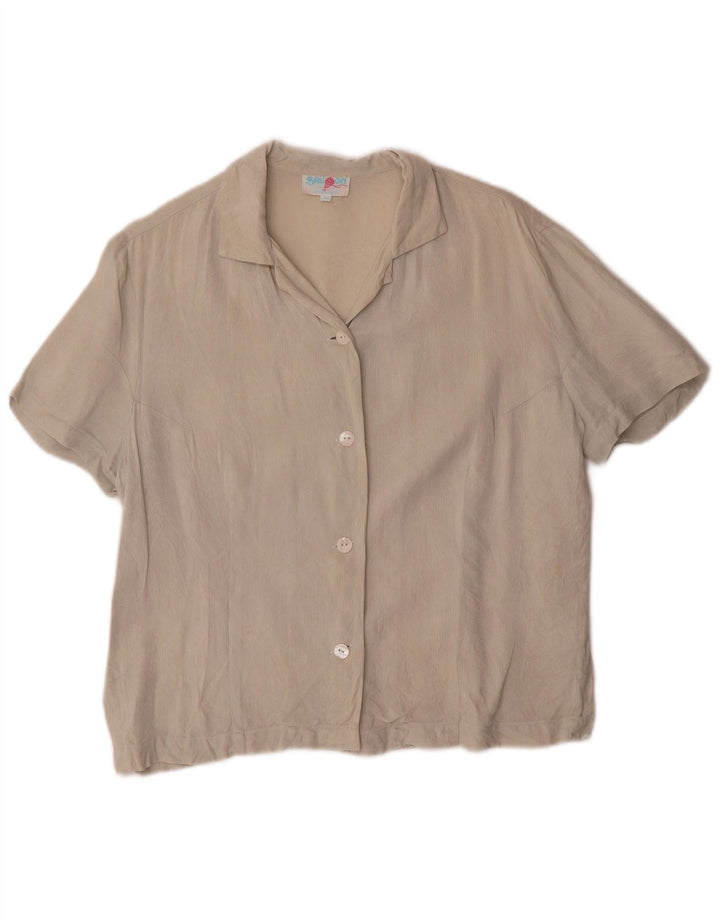 Balloon Damen Kurzarmhemd EU 40 Mittelbeige Seide