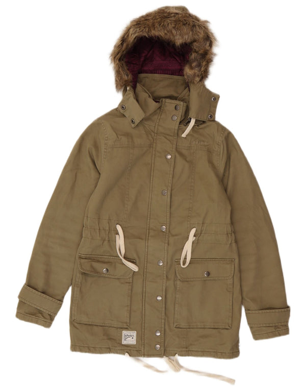 Animal Damen-Parka mit Kapuze, UK 6, XS, Khaki, Baumwolle