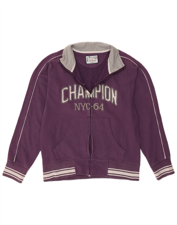 Champion Damen-Trainingsanzugoberteil mit Grafik, Größe UK 14, mittelviolette Baumwolle
