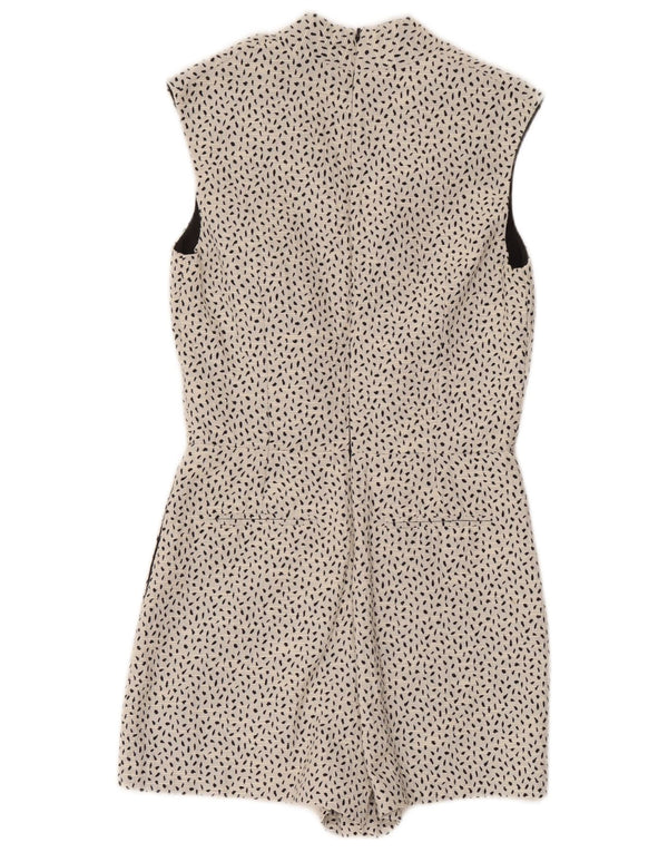 Reiss Womens Playsuit UK 8 Small Weiß gepunktete Baumwolle
