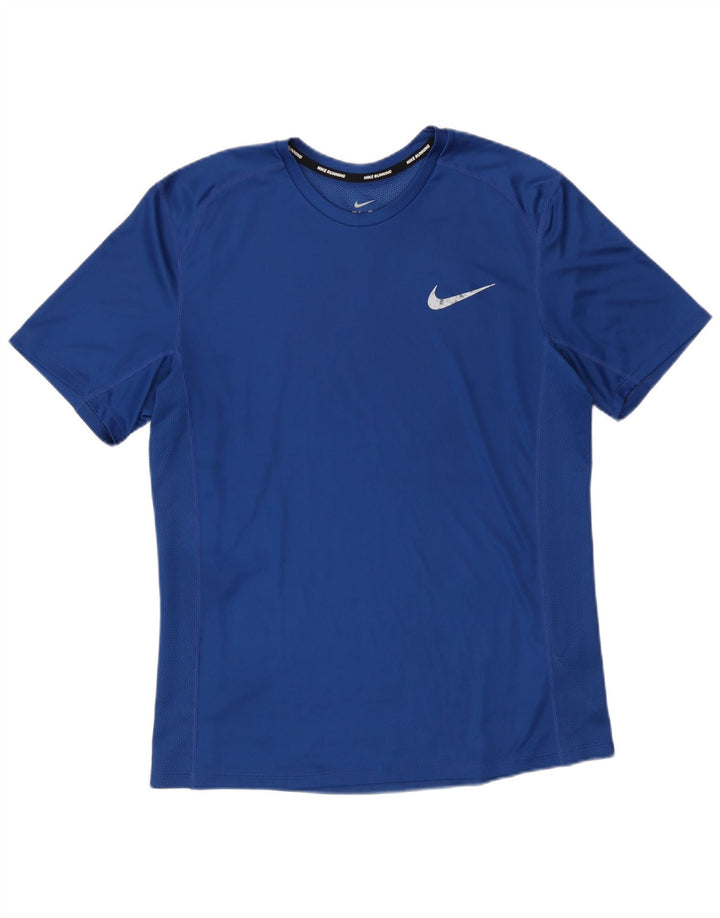 Nike Herren Dri Fit T-Shirt Top Mittelblaues Polyester