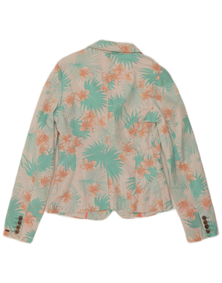 Tommy Hilfiger Damen-Blazerjacke mit 2 Knöpfen, US-Größe 4, kleine blaue Blumen-Baumwolle