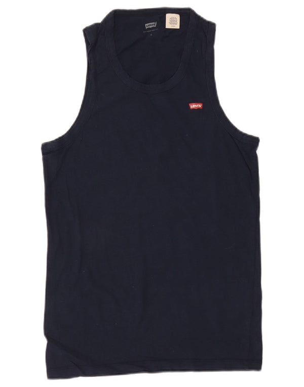 Levi's Damen Weste Top UK 10 Small Marineblau Baumwolle