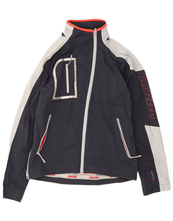 Invicta Womens Graphic Rain Jacket UK 16 Large Marineblau Farbblock