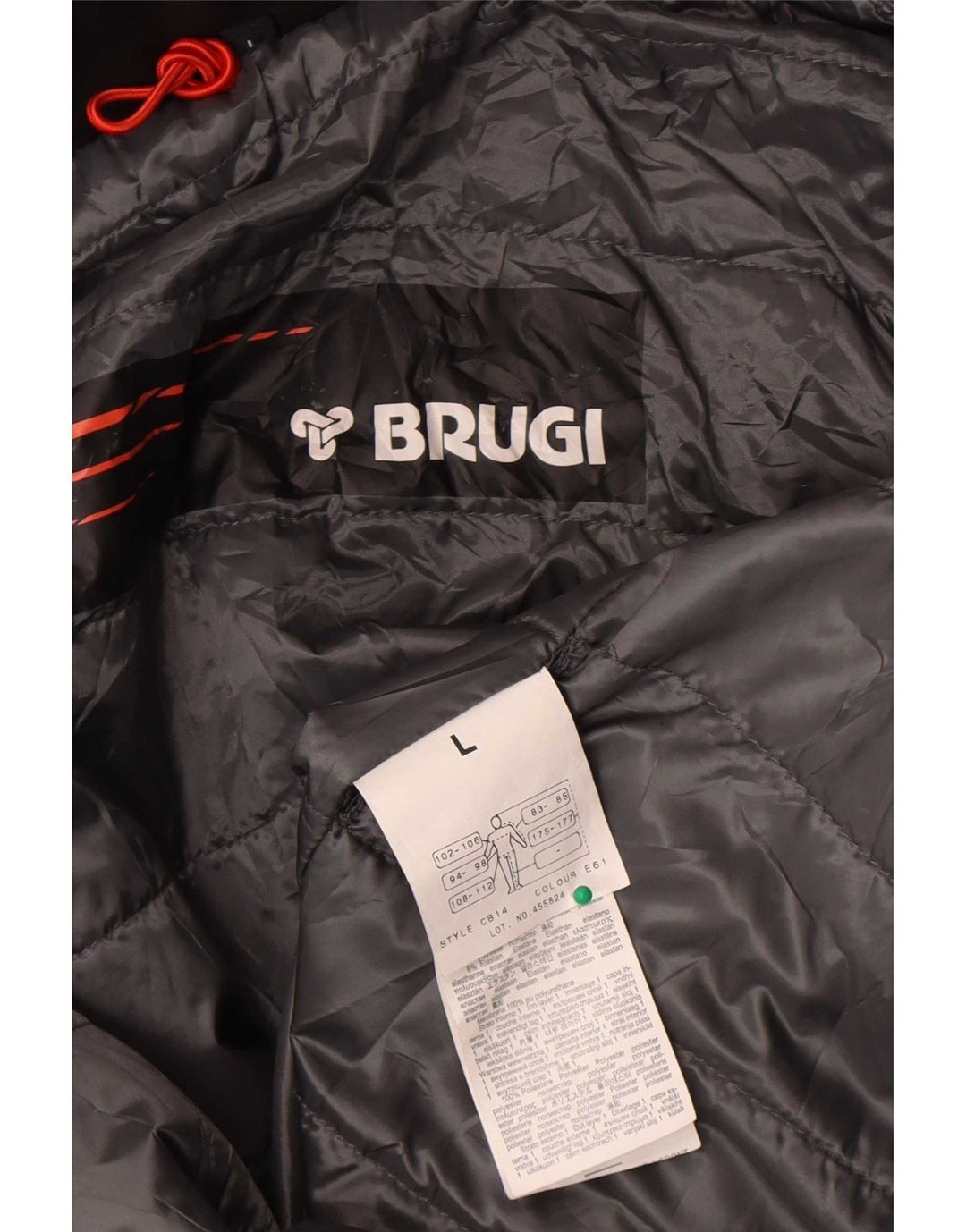 Brugi wattierte Herrenjacke mit Kapuze, UK 40, Größe L, Schwarz, Colourblock-Polyester