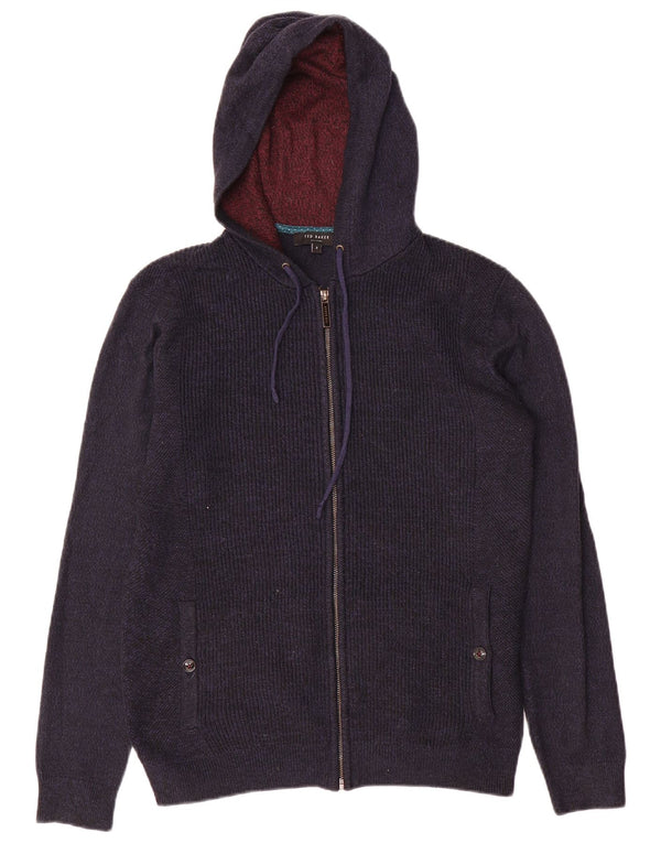 Ted Baker Herren-Cardigan mit Kapuze und durchgehendem Reißverschluss, Größe 2, klein, Marineblau