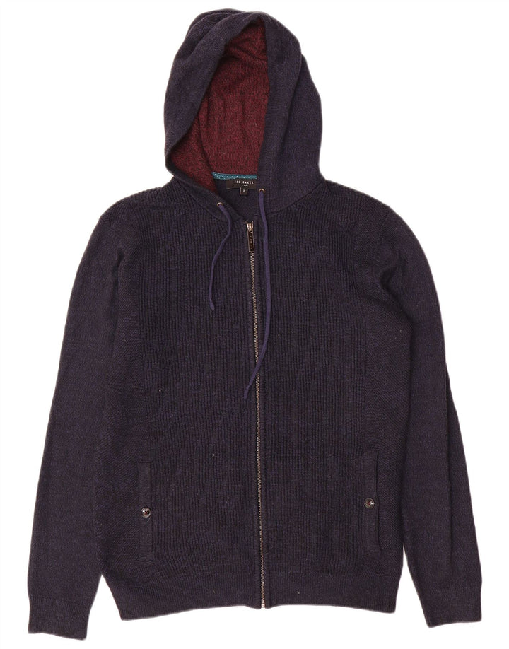 Ted Baker Herren-Cardigan mit Kapuze und durchgehendem Reißverschluss, Größe 2, klein, Marineblau